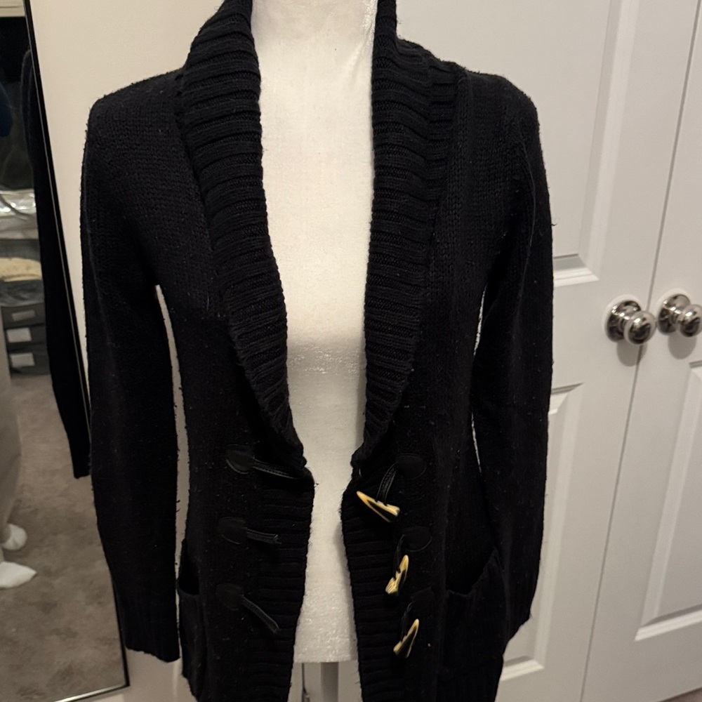 Merona Black Women's Cardigan with Toggle Closures - Picture 2 of 6